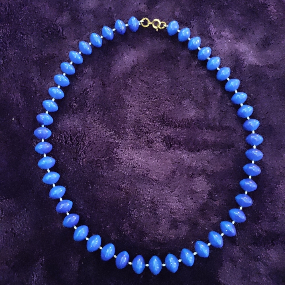 Vintage Blue Beaded Necklace